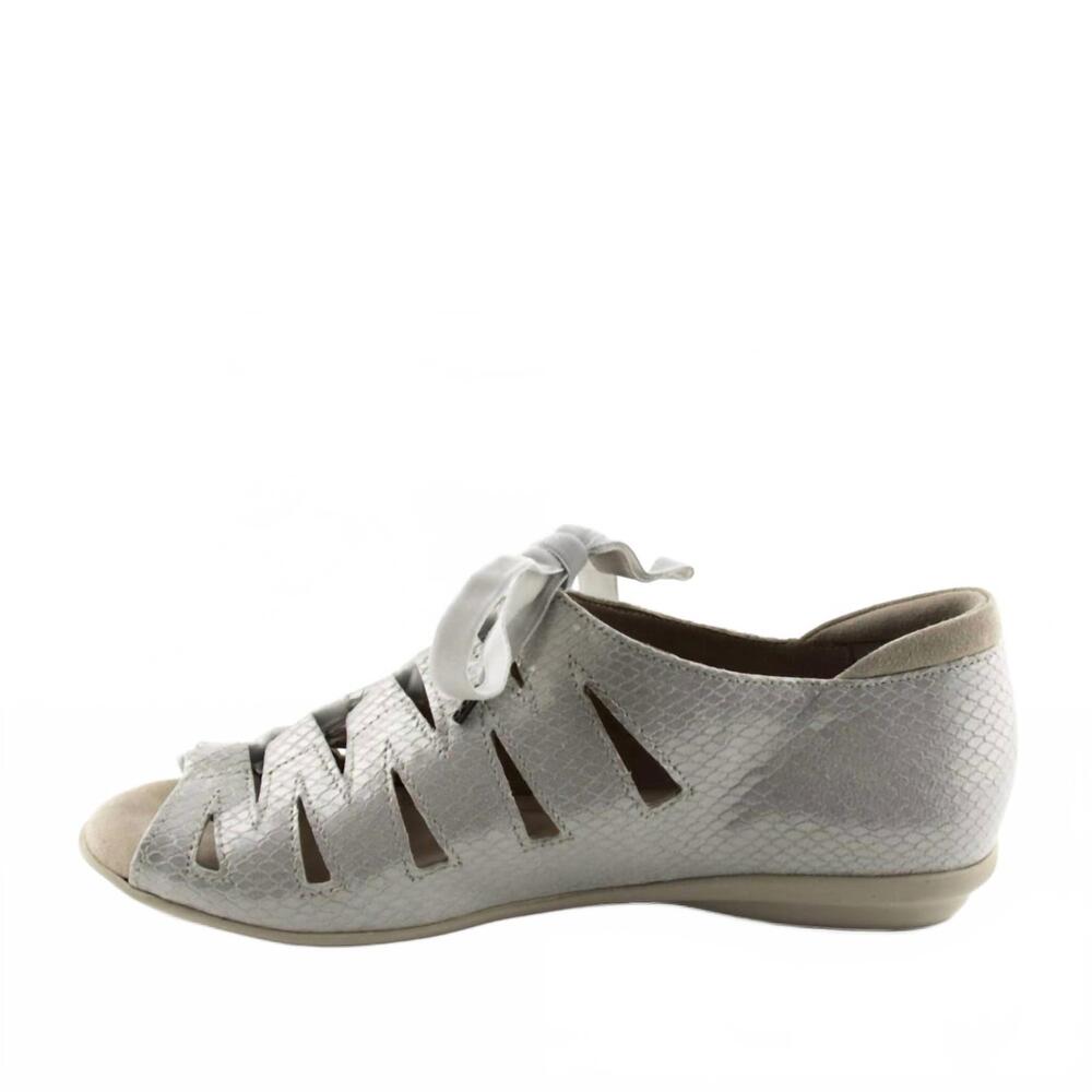 NEW BEAUTIFEEL women's edyta sandal in silver snake print suede